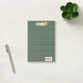 Post-it® Fleurs aquarelles modernes et fond vert (Bureau)