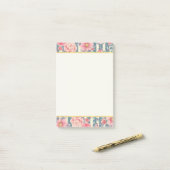 Post-it® Fleurs aquarelles roses sur rayures (Sur un bureau)