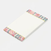 Post-it® Fleurs aquarelles roses sur rayures (Incliné)