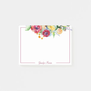Post-it® Fleurs aquarelles rouges et orange personnalisées
