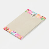 Post-it® Fleurs aquarelles vives Monogramme kraft initial (Incliné)