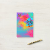 Post-it® FLEURS BLANCHES ET BOUTTERFLY Bleu Rose Jaune (Sur un bureau)