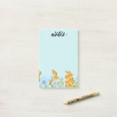 Post-it® Fleurs bleues et jaunes Notes (Sur un bureau)
