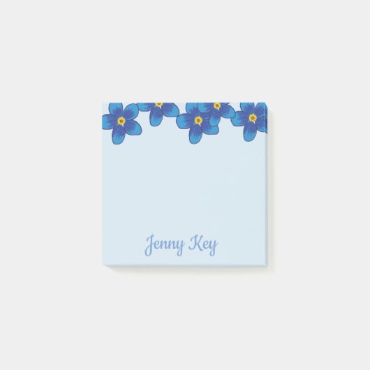 Post-it® Fleurs bleues, fleurs, dessin Notes de dessin (Devant)