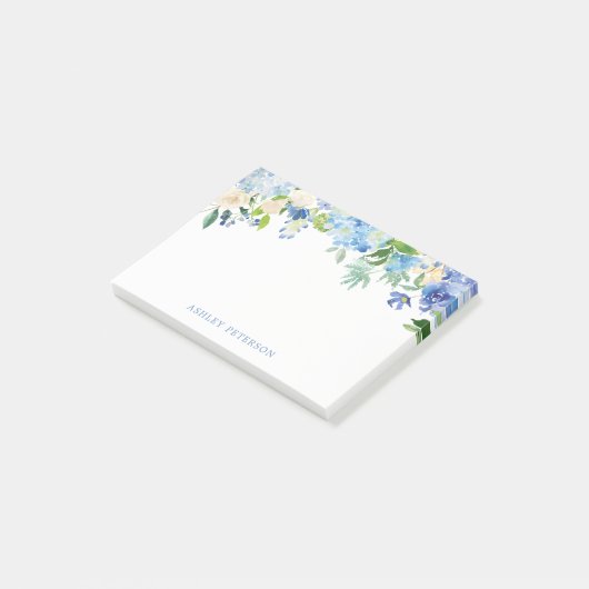 Post-it® Fleurs bleues hydrangea Notes postales personnalis (Incliné)