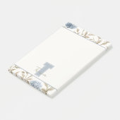 Post-it® Fleurs Brunes Bleues Crème Monogramme Initial Nom (Incliné)