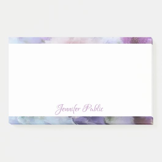 Post-it® Fleurs d'aquarelle de texte de script manuel perso (Devant)