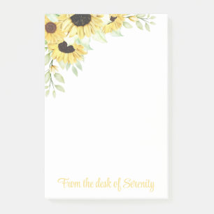 Post-it® Fleurs d'aquarelle de tournesol Jaune Floral Post-