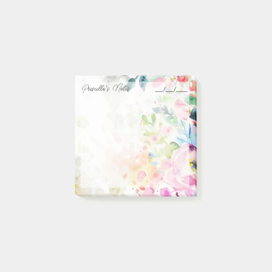 Post-it® Fleurs d'aquarelle Joyeuses 3" x 3" (Devant)