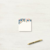 Post-it® Fleurs d'aquarelle rose et bleu (Sur un bureau)