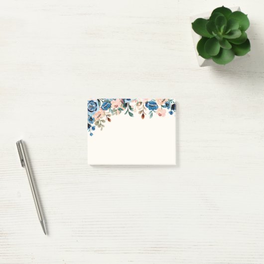 Post-it® Fleurs d'aquarelle rose et bleu (Bureau)
