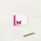 Post-it® Fleurs d'aquarelle rose et jaune avec papillon (Sur un bureau)