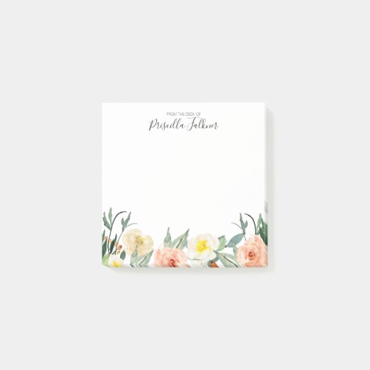 Post-it® Fleurs D'Aquarelle Roses Vierges Du Bureau De (Devant)