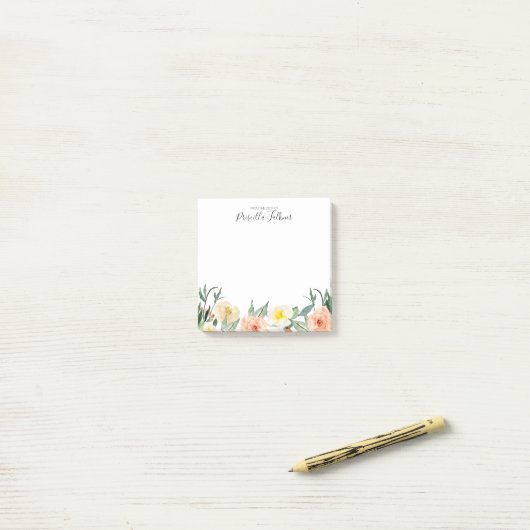 Post-it® Fleurs D'Aquarelle Roses Vierges Du Bureau De (Sur un bureau)