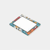 Post-it® Fleurs d'art bleu orange et blanc pop (Incliné)