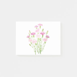 Post-it® fleurs de carnation rose aquarelle