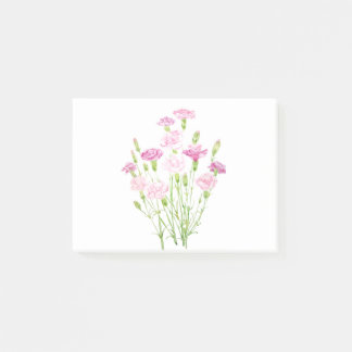 Post-it® fleurs de carnation rose aquarelle