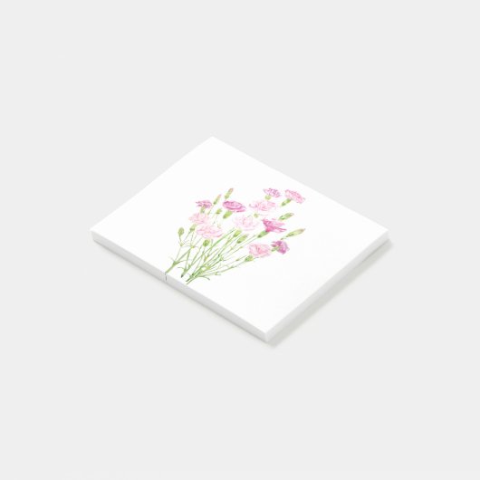 Post-it® fleurs de carnation rose aquarelle (Incliné)