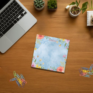 Post-it® Fleurs de cottage personnalisées bleu clair
