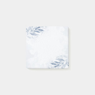 Post-it® Fleurs de feuilles d'aquarelle bleue Botanique Mar