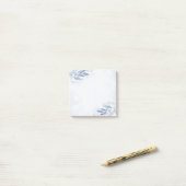 Post-it® Fleurs de feuilles d'aquarelle bleue Botanique Mar (Sur un bureau)