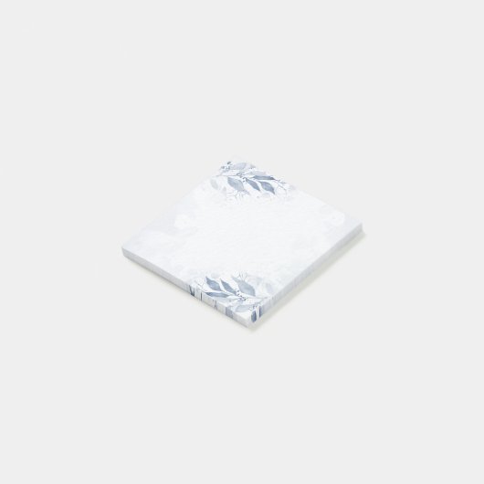 Post-it® Fleurs de feuilles d'aquarelle bleue Mariage botan (Incliné)