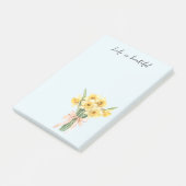 Post-it® Fleurs de jonquille jaune à ruban pêche (Incliné)