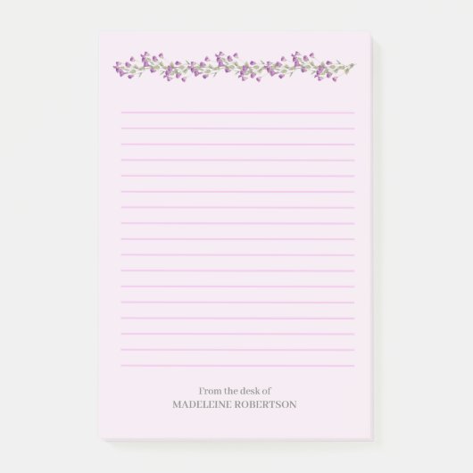 Post-it® Fleurs de lavande personnalisées avec le nom Post- (Devant)