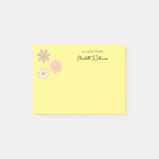 Post-it® Fleurs de marguerite jaune vif mignonnes personnal (Devant)