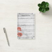 Post-it® Fleurs de pavot en bois blanc rustique Notes (Bureau)