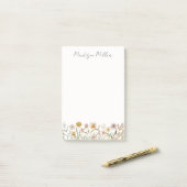 Post-it® Fleurs de prairie sauvage aquarelle monogrammée (Sur un bureau)