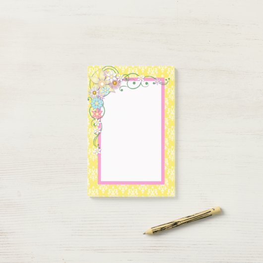 Post-it® Fleurs de printemps mignonnes (Sur un bureau)