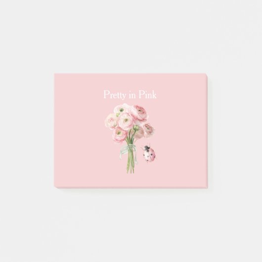 Post-it® Fleurs de Renoncule Rose Pâle Coccinelle (Devant)
