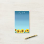 Post-it® Fleurs de soleil élégantes sur Sky Blue (Sur un bureau)