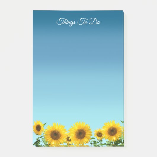 Post-it® Fleurs de soleil élégantes sur Sky Blue (Devant)