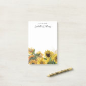 Post-it® Fleurs de soleil jaunes rustiques personnalisées (Sur un bureau)