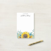 Post-it® Fleurs de soleil personnalisées et chardons rustiq (Sur un bureau)