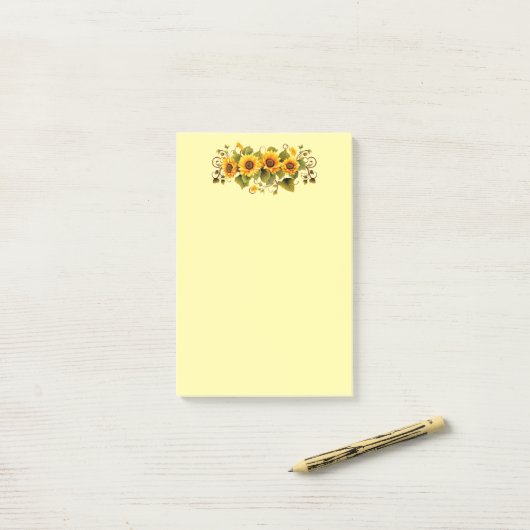 Post-it® Fleurs de soleil post-it-notes (Sur un bureau)