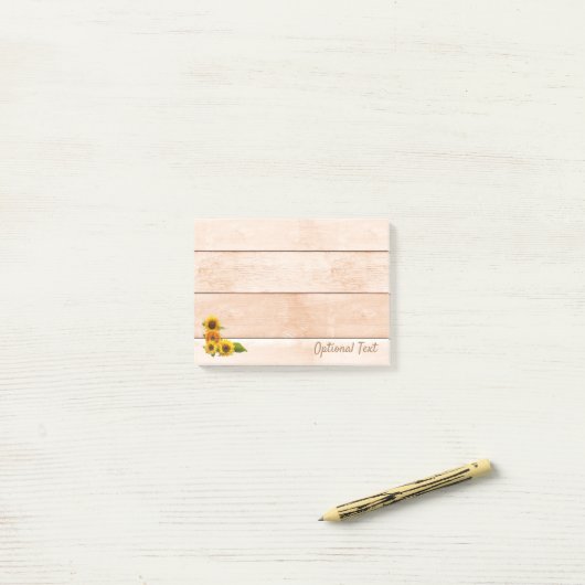 Post-it® Fleurs de soleil rustiques sur bois (Sur un bureau)