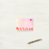 Post-it® Fleurs de tulipe rose corail & oiseau cardinal sur (Sur un bureau)