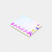 Post-it® Fleurs de tulipes violettes & papillons (Incliné)