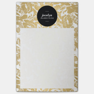 Post-it® Fleurs d'or moderne Cercle noir