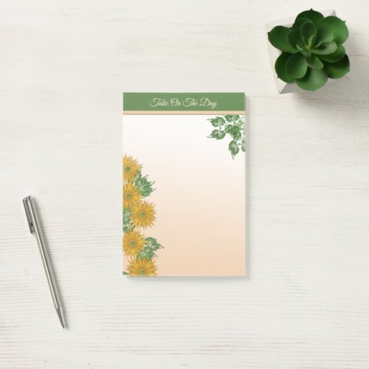 Post-it® Fleurs d'or rustiques, verdure et frontière Feuill (Bureau)