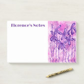 Post-it® Fleurs encrées violettes et roses (Sur un bureau)