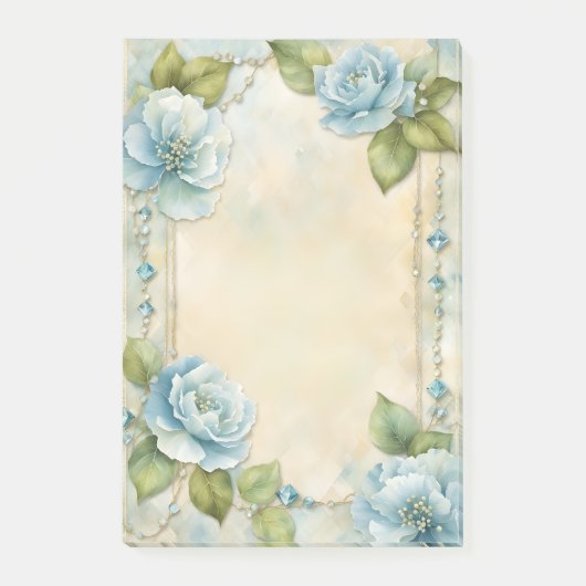 Post-it® Fleurs et bijoux bleus (Devant)