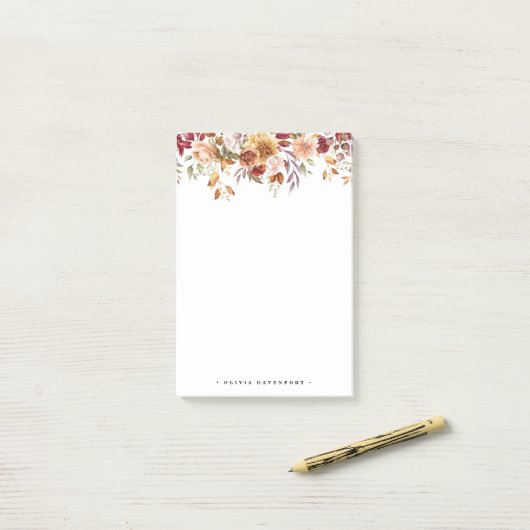 Post-it® Fleurs et Citrouilles rustiques Notes d'automne (Sur un bureau)