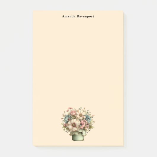 Post-it® Fleurs fantaisistes dans un pot de planteur mignon (Devant)