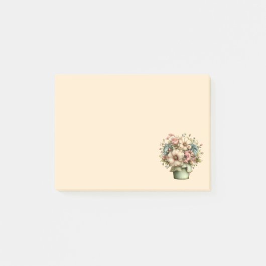 Post-it® Fleurs fantaisistes dans un pot de planteur mignon (Devant)