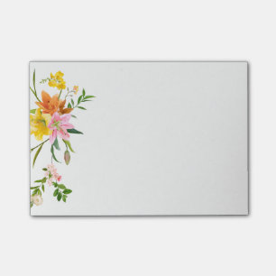 Post-it® Fleurs florales de Lily - rose, jaune orange