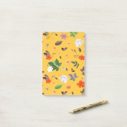 Post-it® Fleurs jaunes et roses blanches 10 (Sur un bureau)